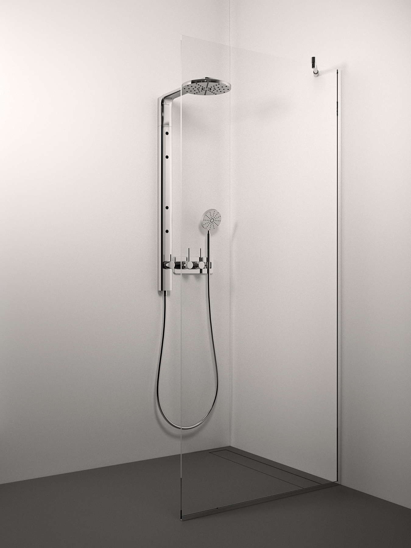 dušas siena Conforto Cor, 900 mm, h=2000, hroms/pelēks stikls
